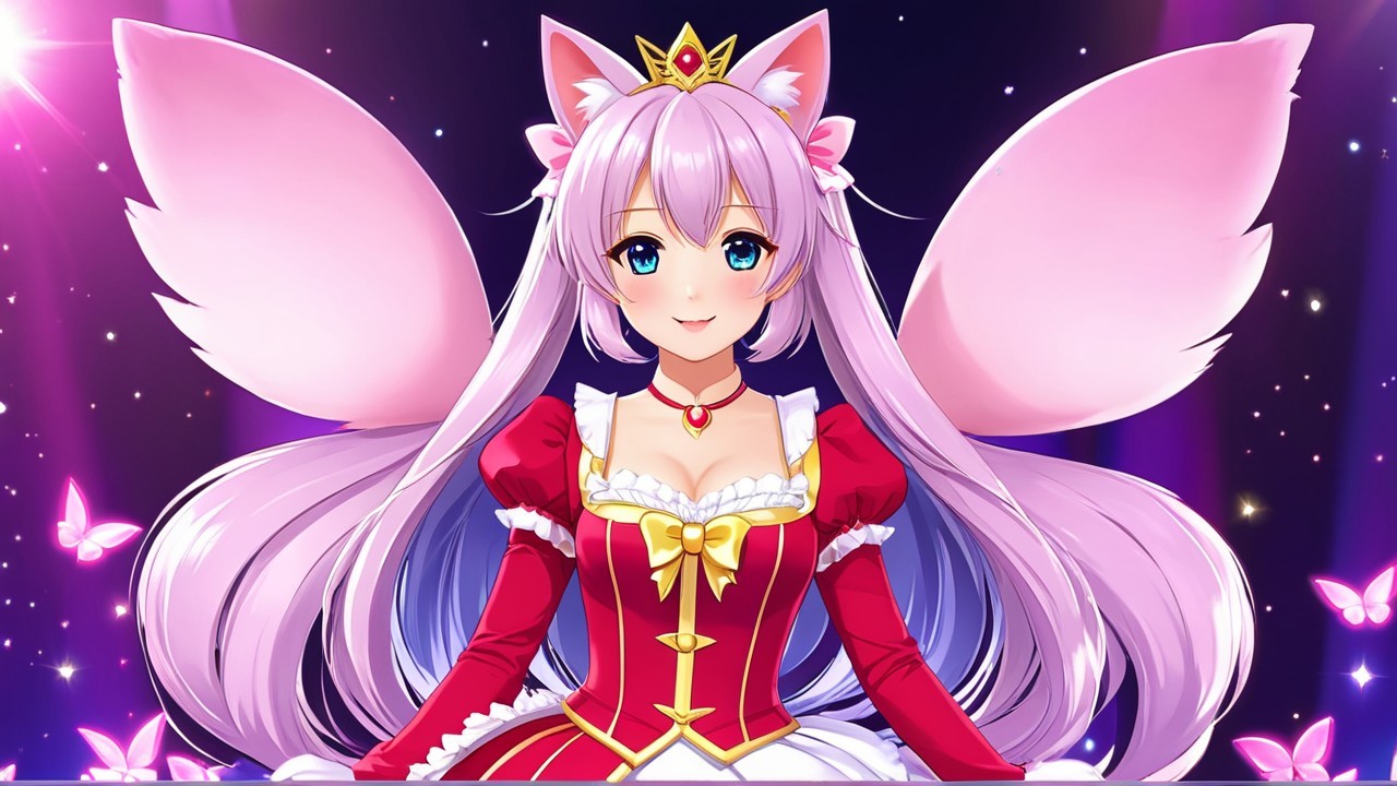Anime Character with Pink Hair and Elegant Dress