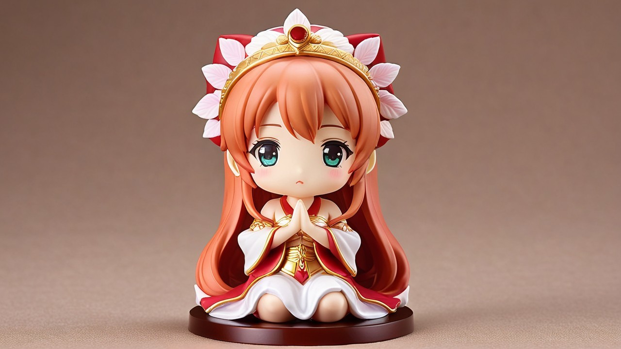 Charming chibi figurine with orange hair and gown