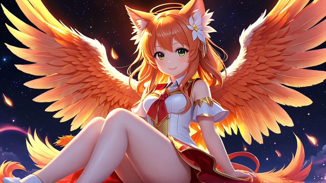 Vibrant Character with Fox Features and Starry Backdrop