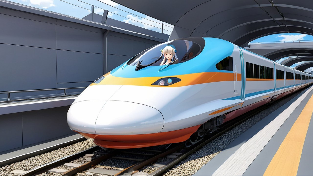 Futuristic Train at Modern Station with Vibrant Colors