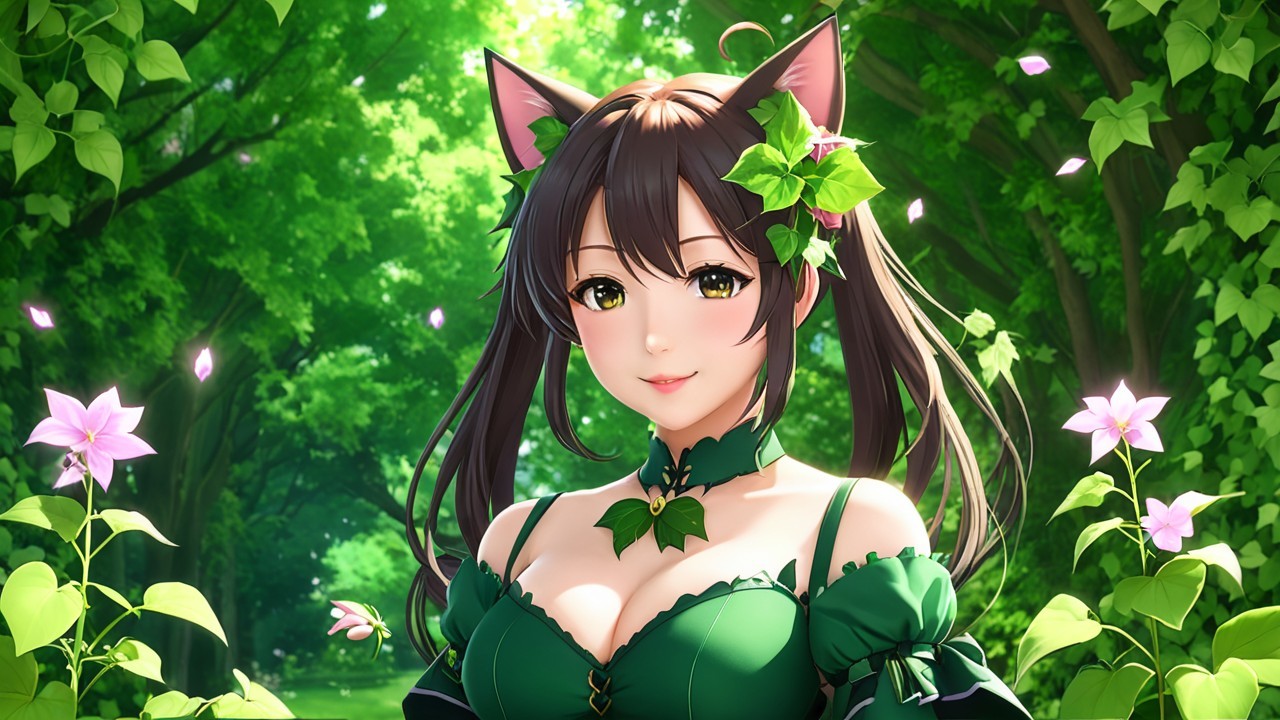 Whimsical Character in Lush Green Forest Setting