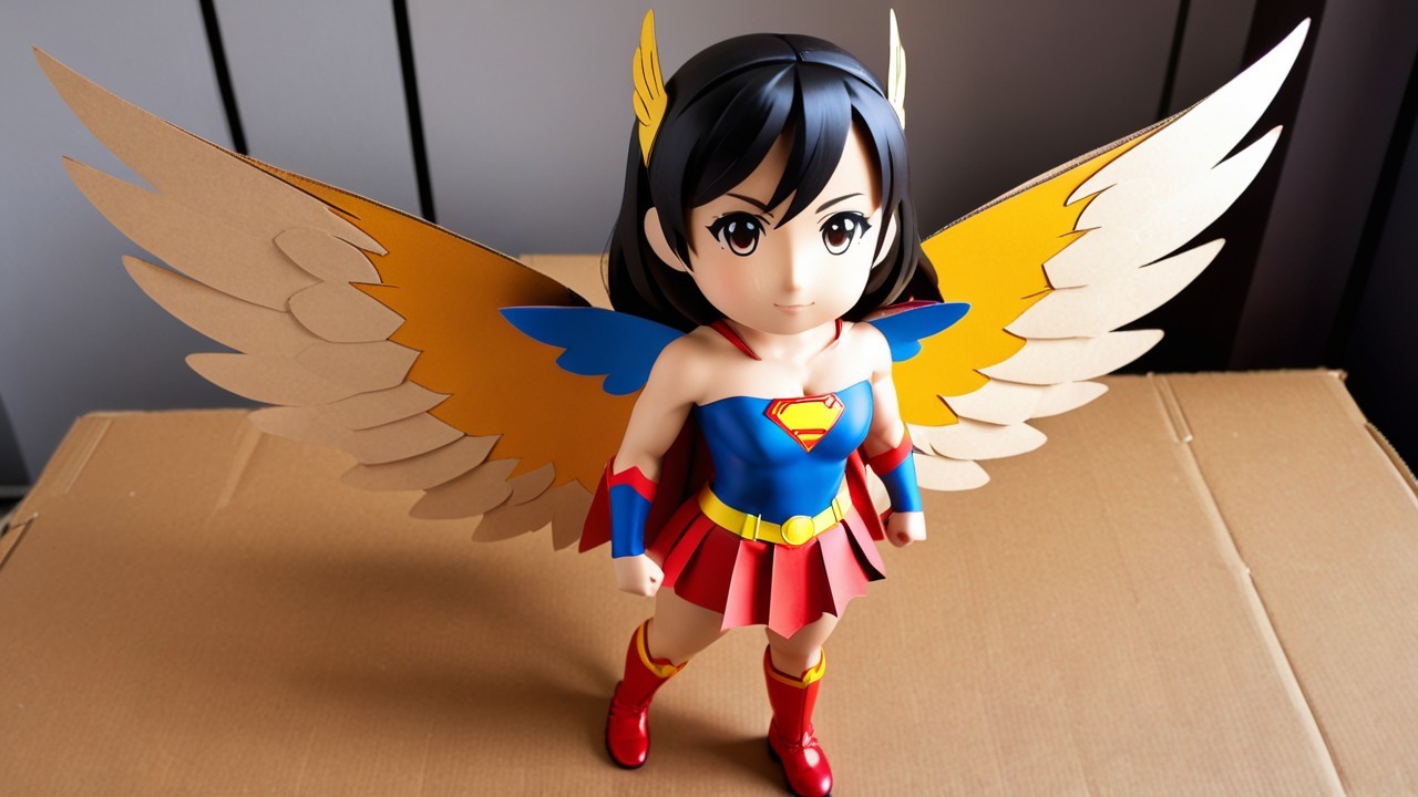 Vibrant Superhero Figurine with Wings and Star Emblem