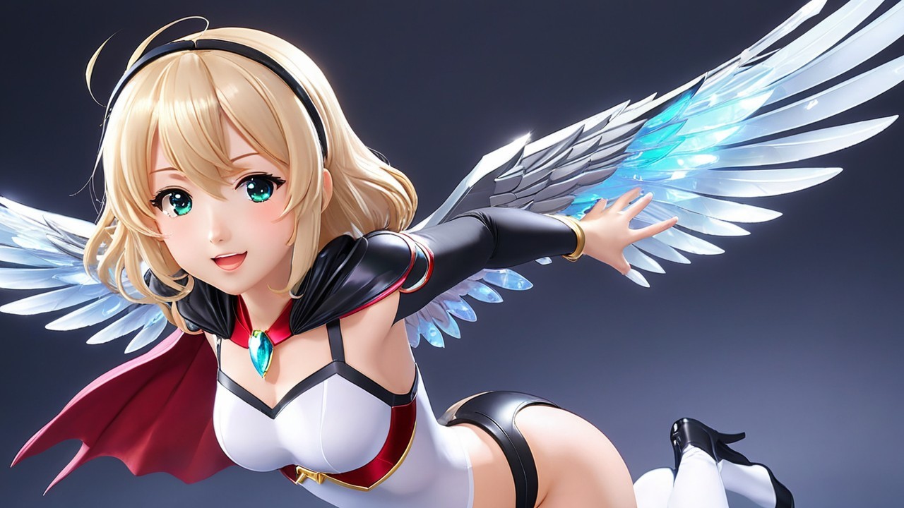 Vibrant Character with Blonde Hair and Angelic Wings