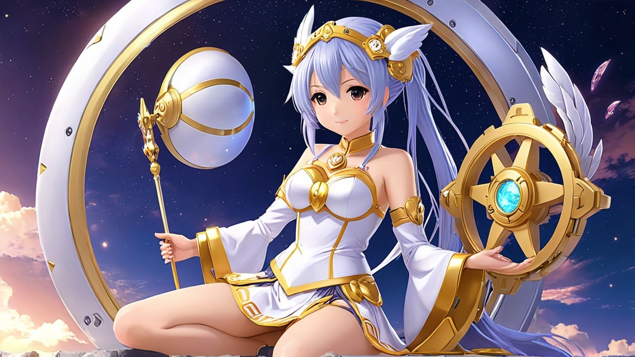 Fantastical Character in White and Gold Outfit