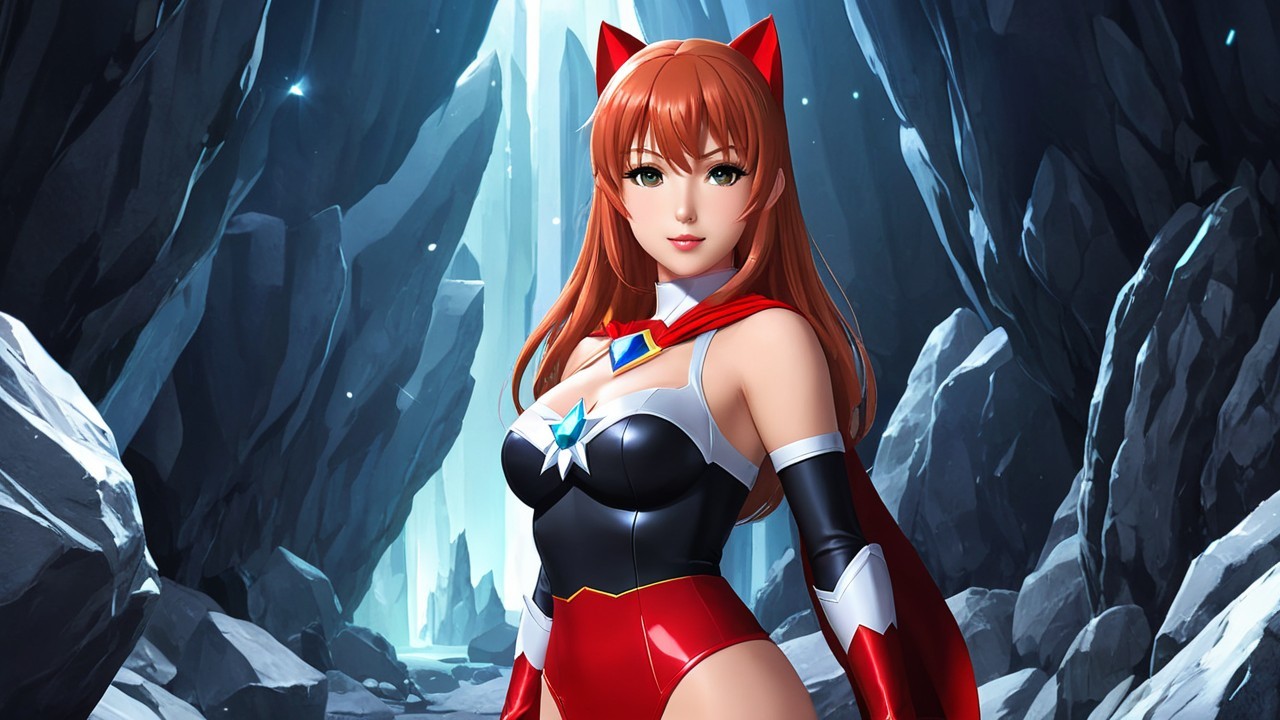 Heroic Figure in Dramatic Cave with Illuminating Light