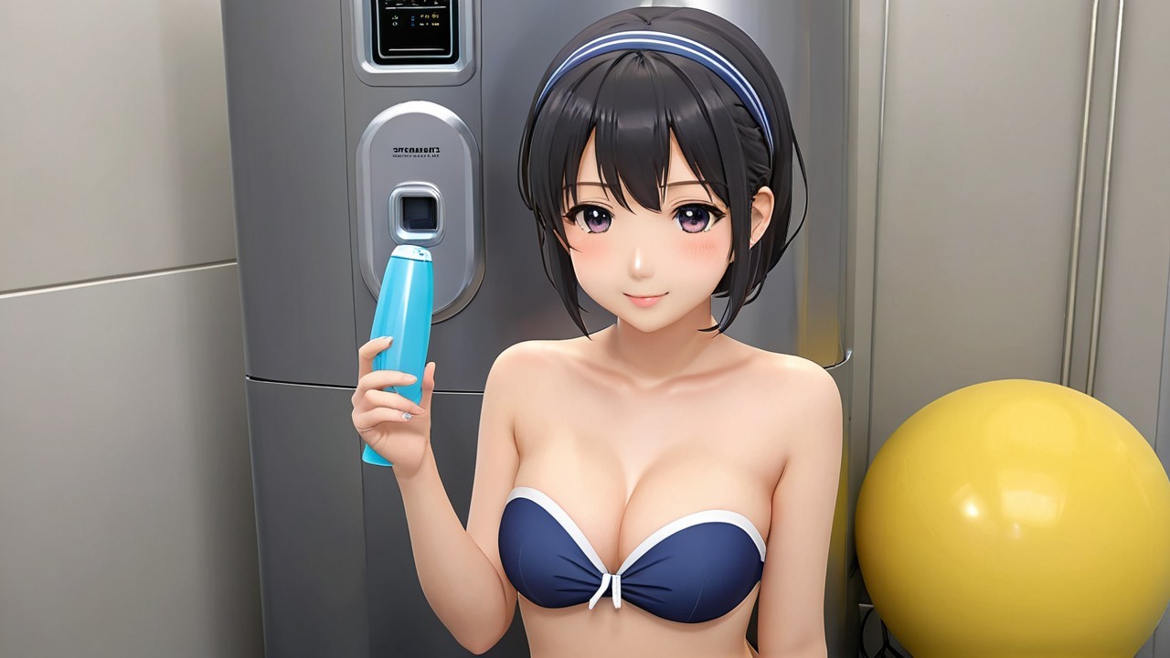 Digital Anime Character in Casual Kitchen Setting
