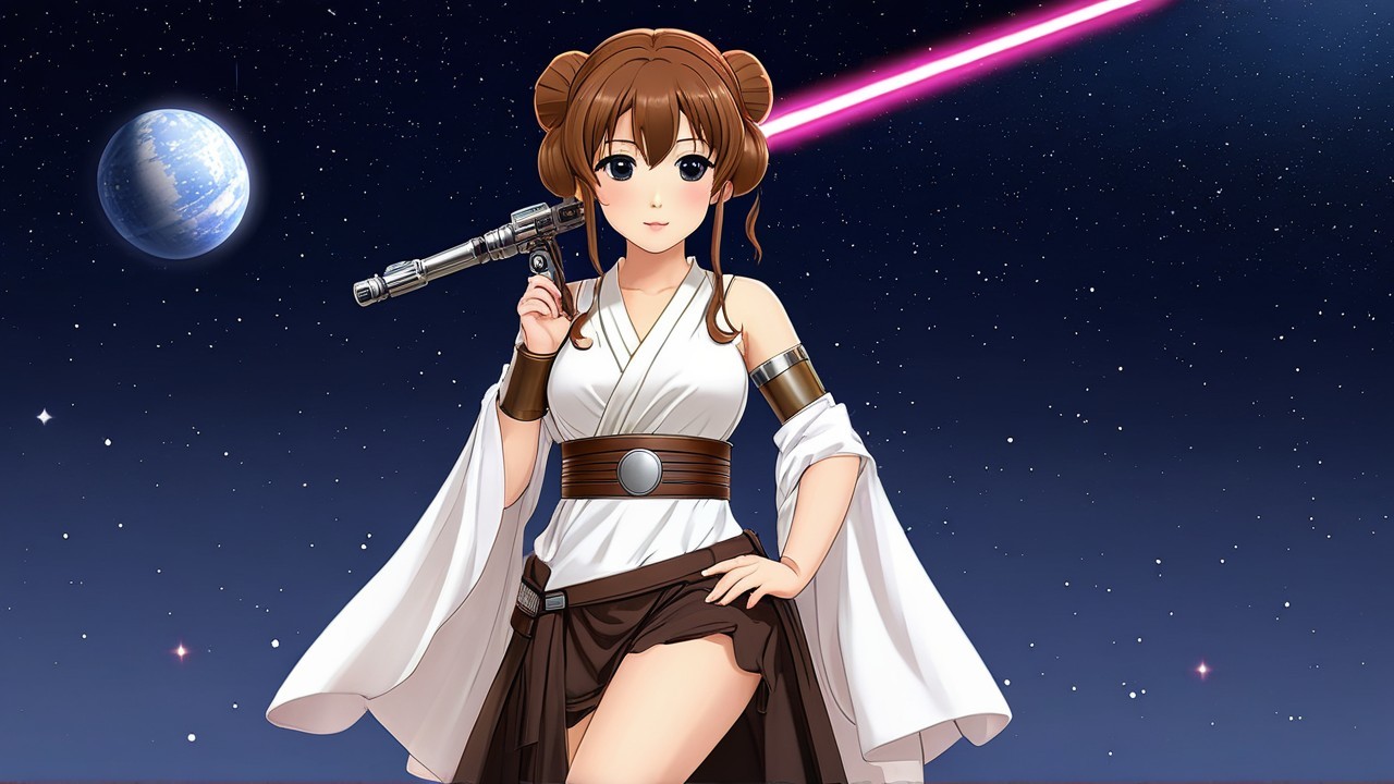 Confident Female Character in Futuristic Space Setting