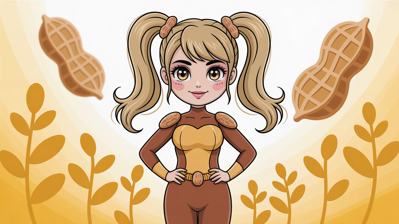 Anime-style illustration of a girl with pigtails and peanuts