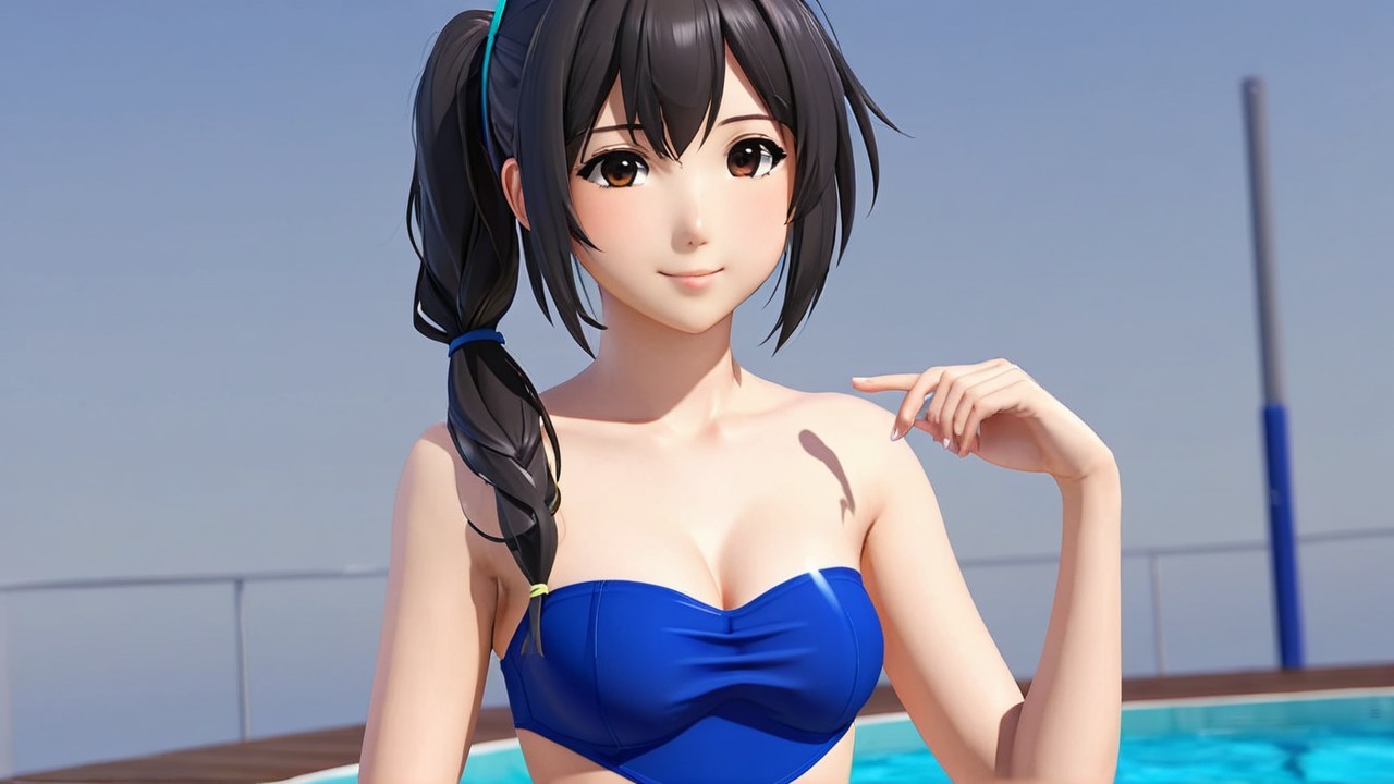 Animated Character by Swimming Pool in Summer Vibe