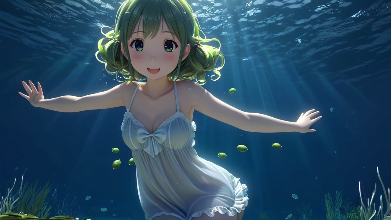 Enchanted Nightgown of Olives Underwater