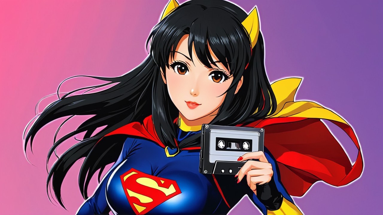 Anime-inspired superhero character with retro elements