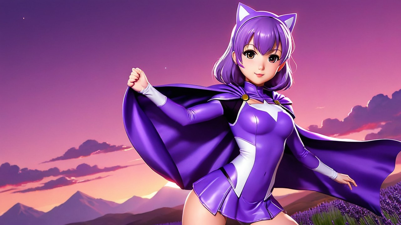 Anime Character in Vibrant Sunset Landscape