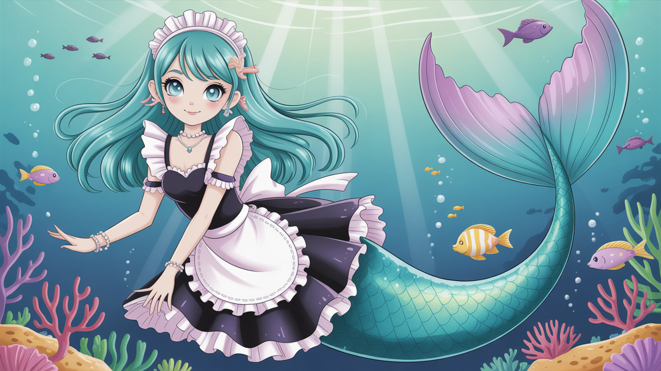 Pastel Digital Art of an Anthropomorphic Mermaid