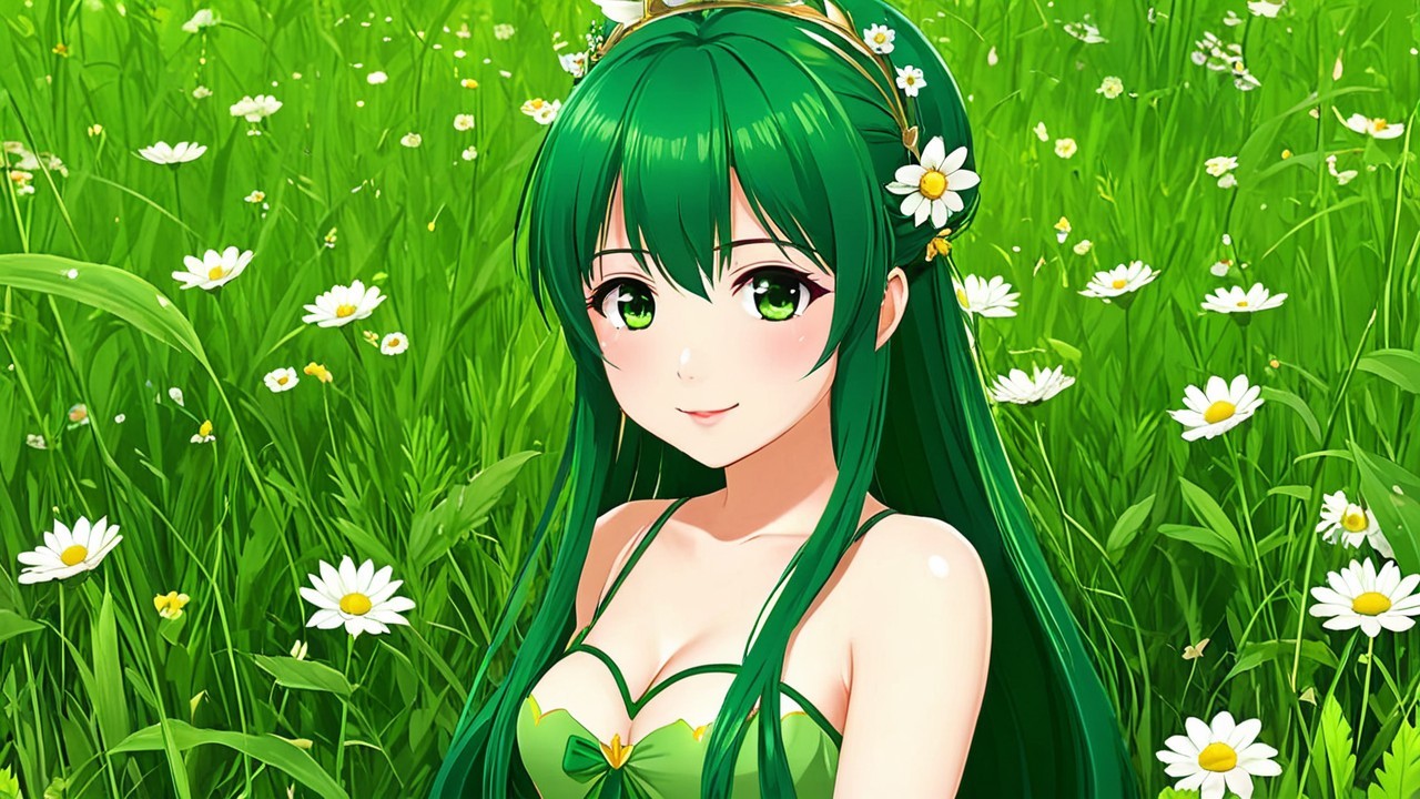 Vibrant Anime Character in a Daisy Field