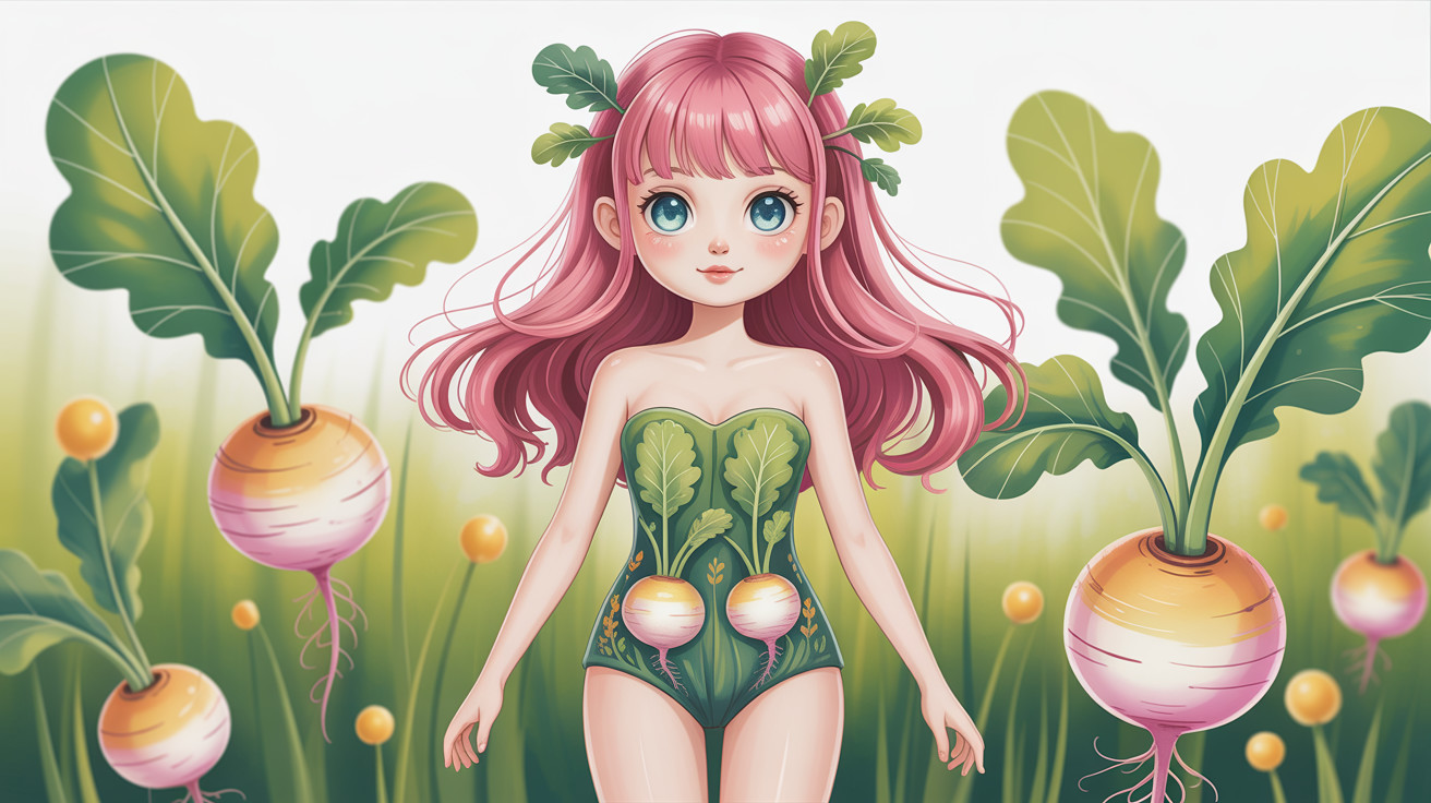 Whimsical Anime Girl in Vibrant Green Field