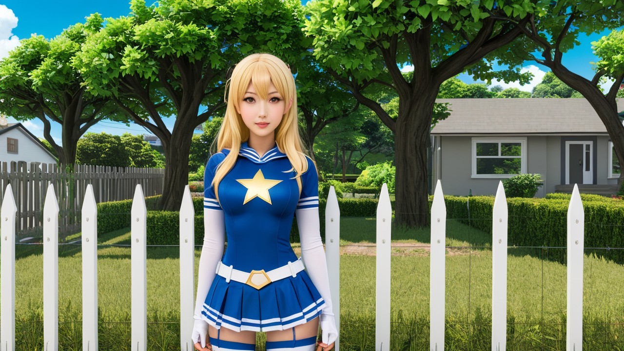 Young Woman in Superhero Costume by Charming House
