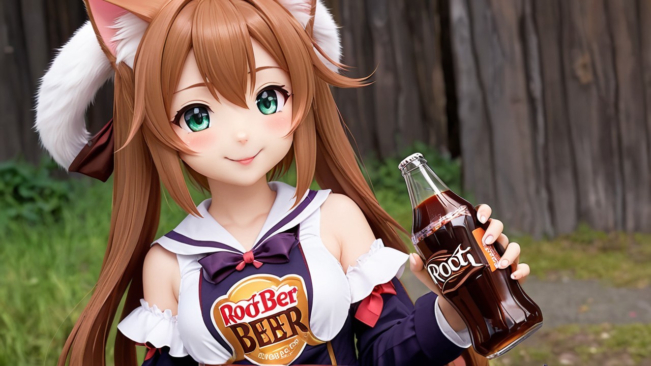 Anime-style character with fox ears and root beer