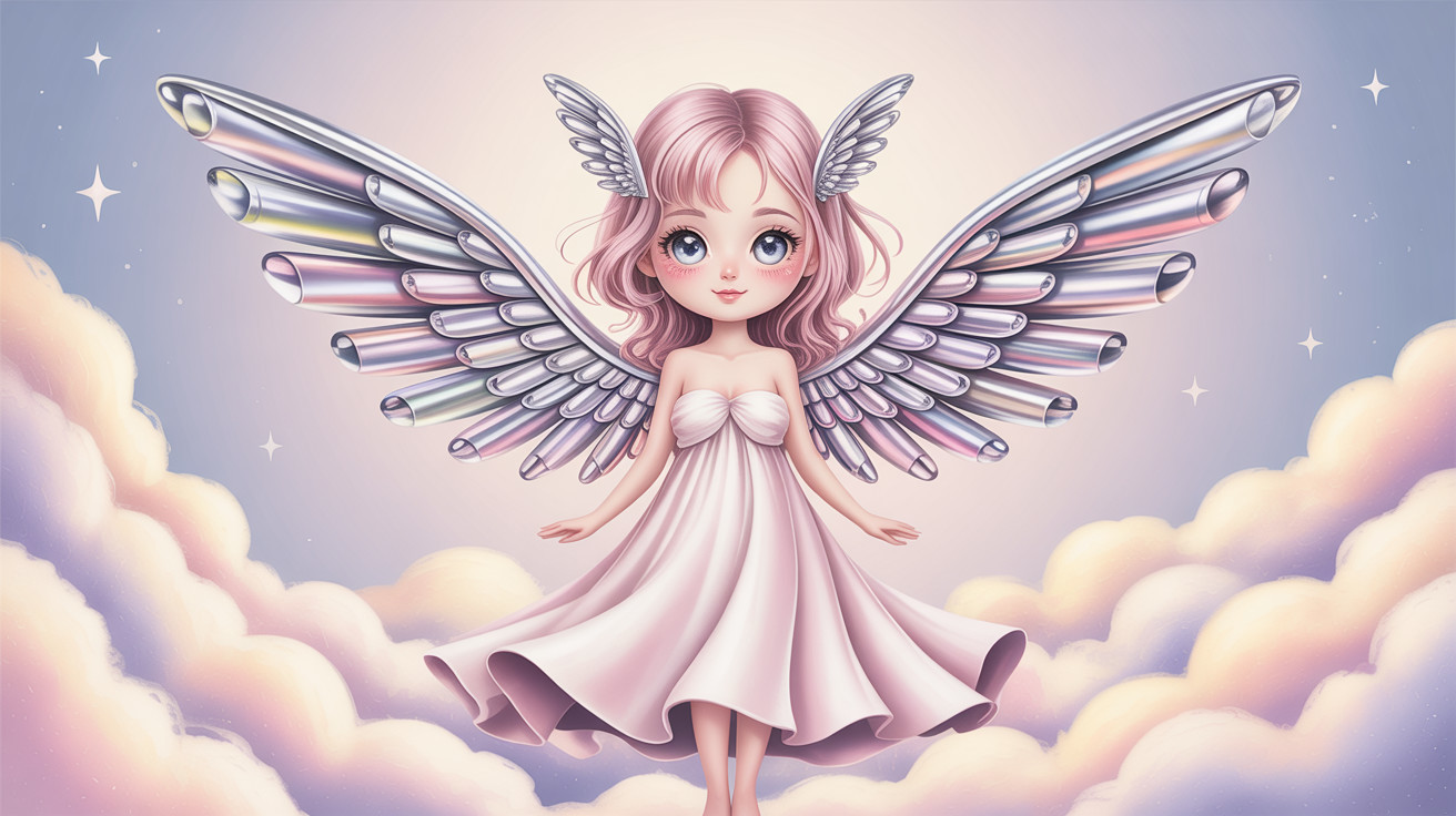 Chibi Character Girl with Pink Hair and Wings