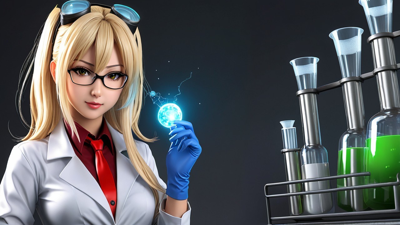 Young Female Scientist in Laboratory with Glassware