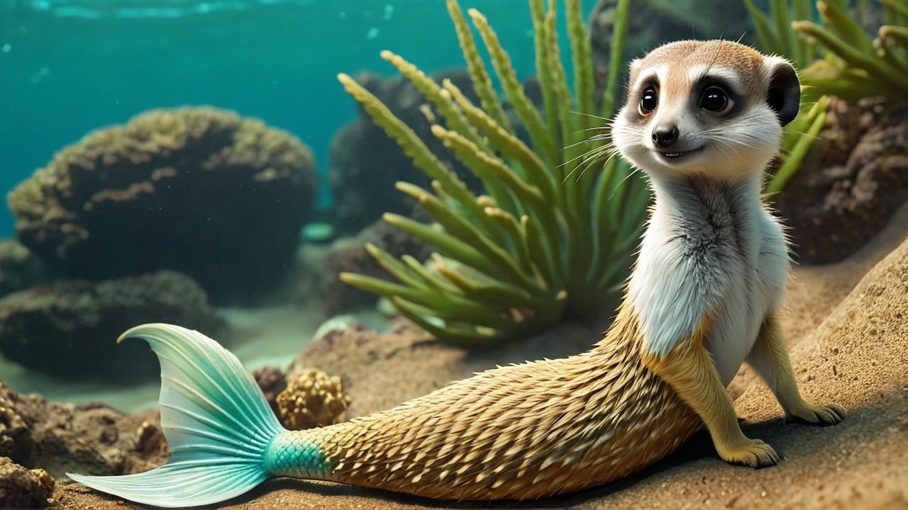 Whimsical Creature with Meerkat and Mermaid Features