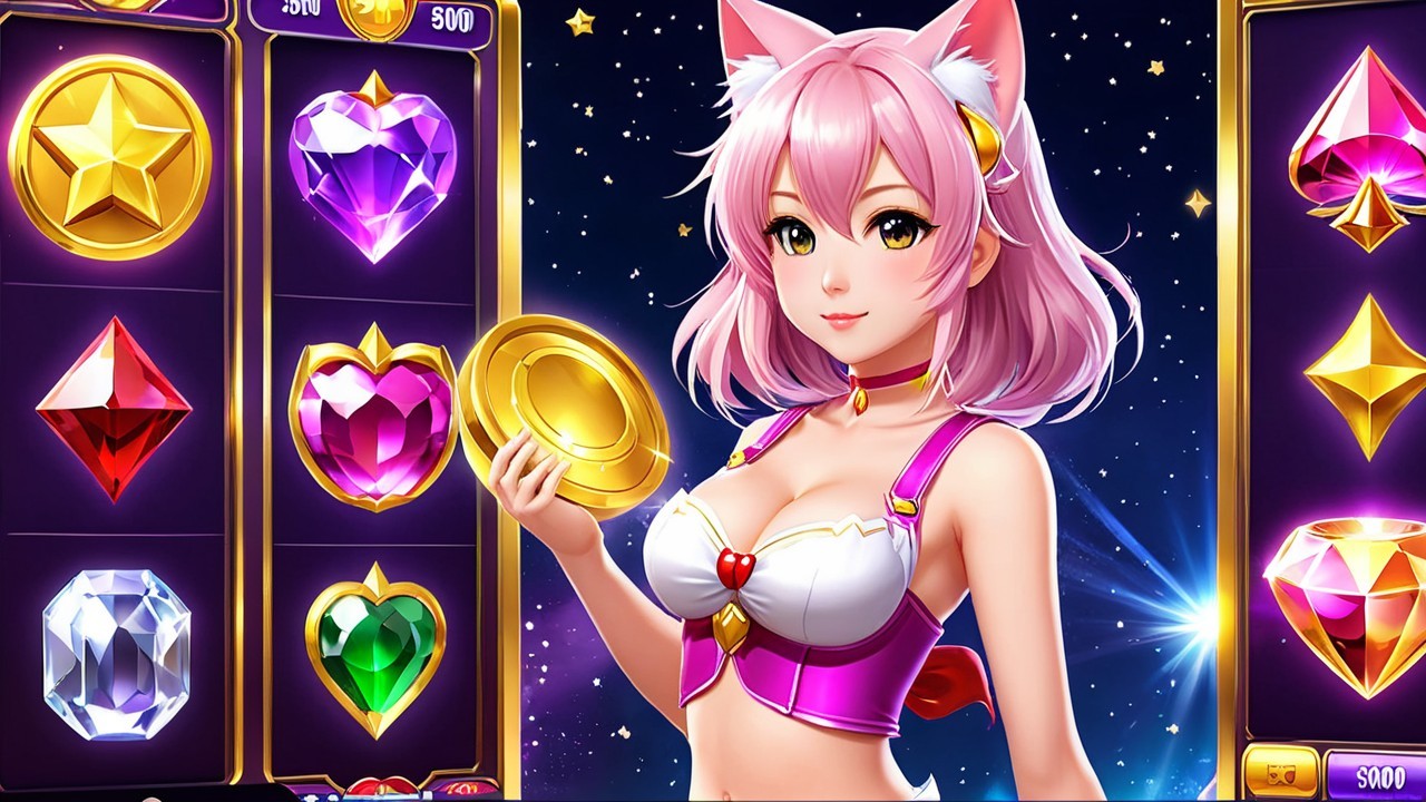 Colorful Fantasy Slot Machine Game Interface Design
