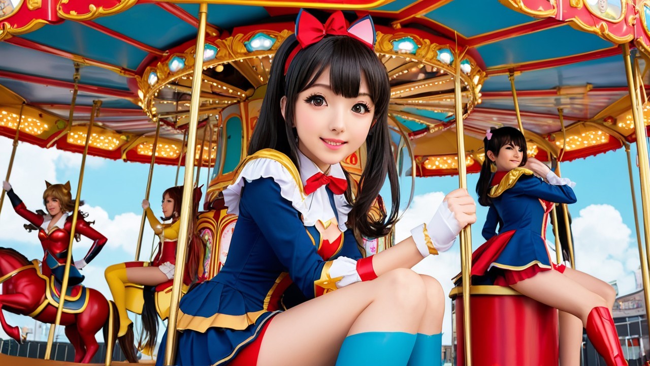 Vibrant Carnival Scene with Colorful Costumes