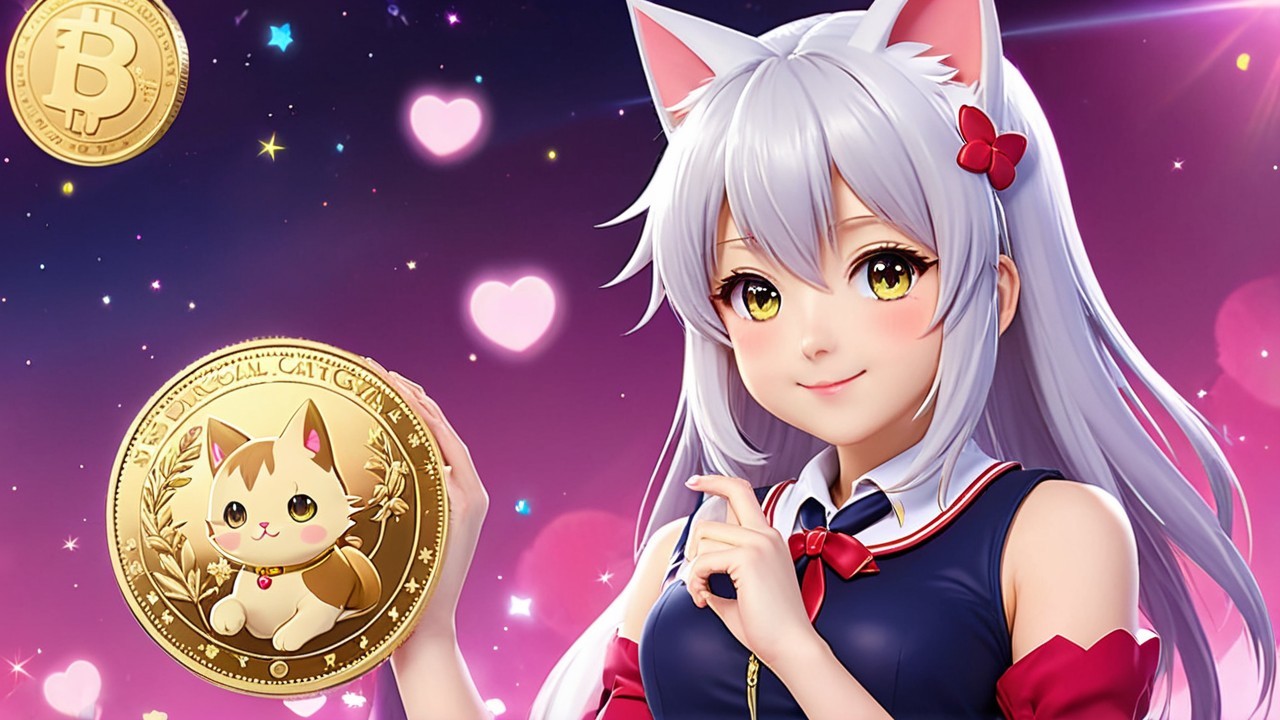 Anime Character with Cat Ears and Golden Coin