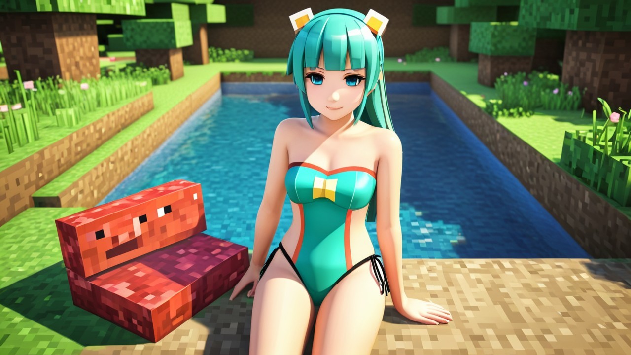 Animated Character by Sparkling Blue Pond in Minecraft Style