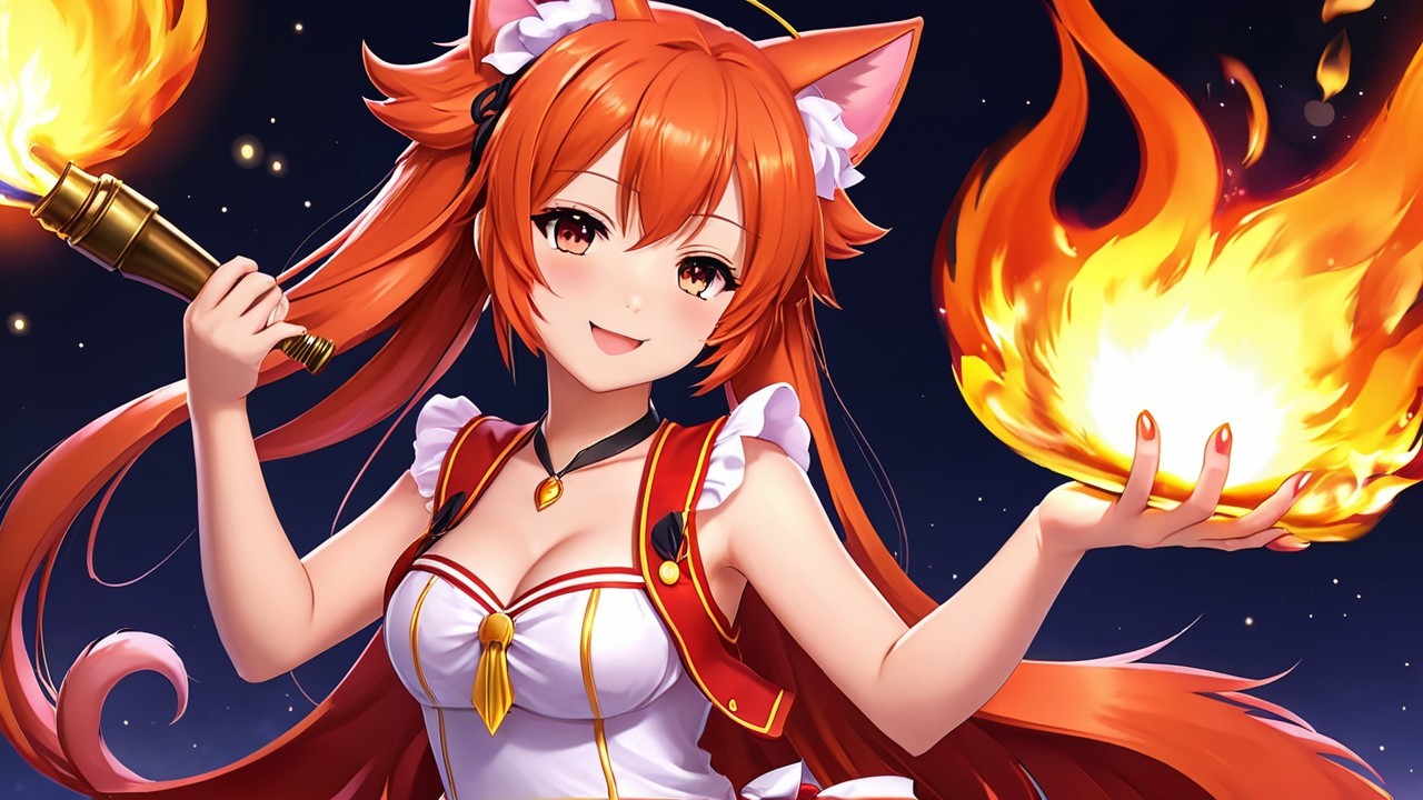 Anime Character with Orange Hair and Fox Ears