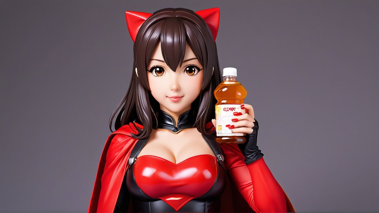 Lifelike anime figurine of a young woman with accessories