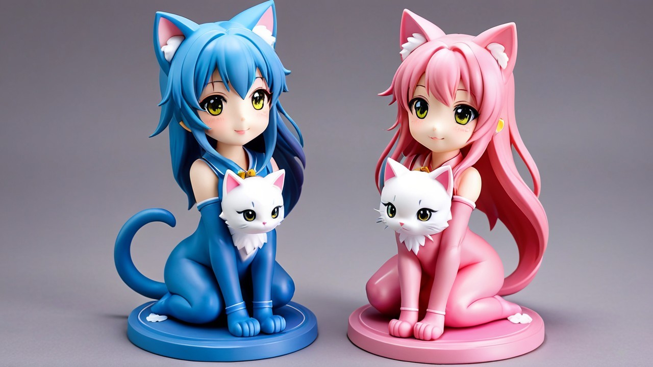 Anthropomorphic Cat Girl Models with Colorful Outfits