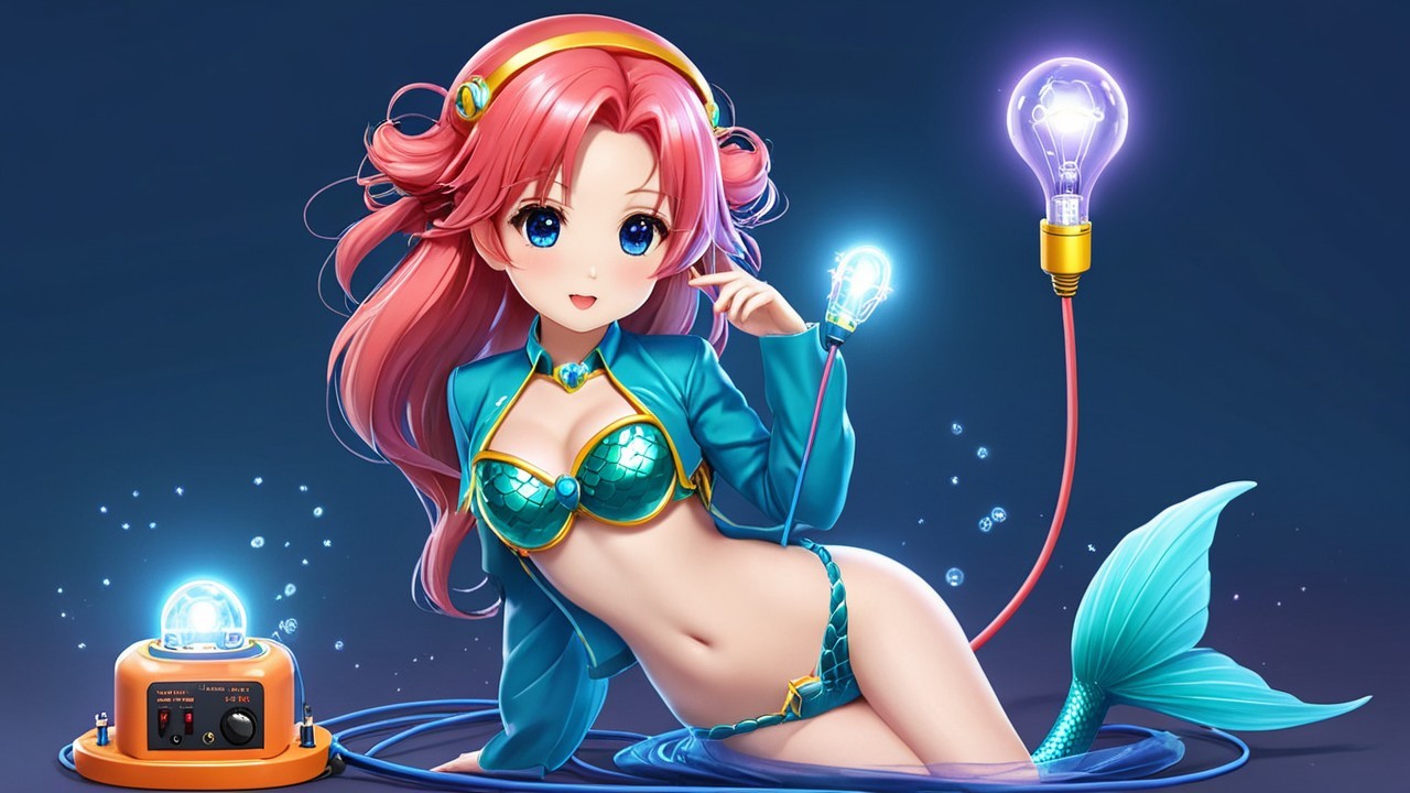 Vibrant anime character with pink hair and fish tail