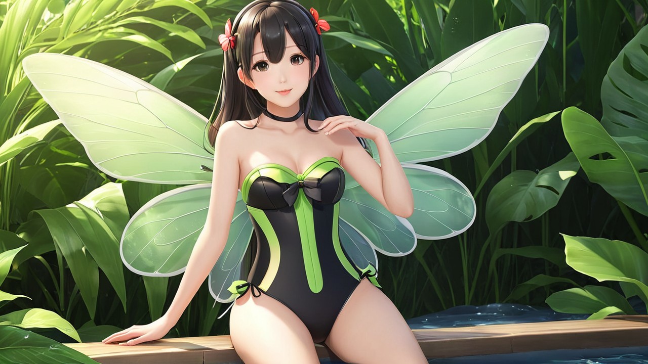 Whimsical Character by Tranquil Water with Butterfly Wings