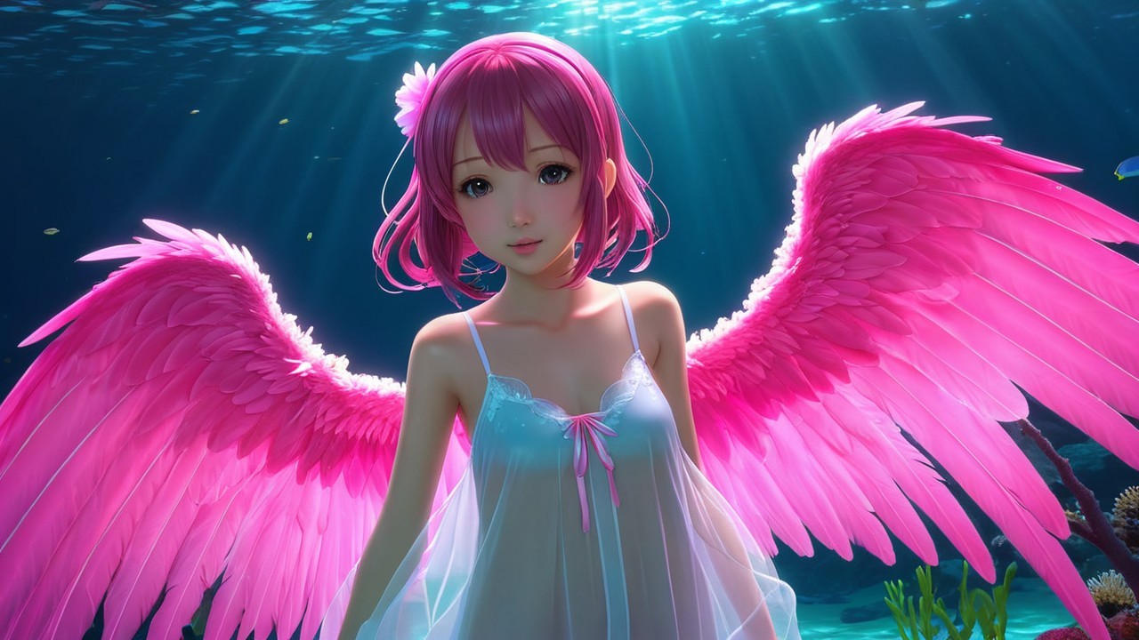 Underwater Scene with Character and Vibrant Flora