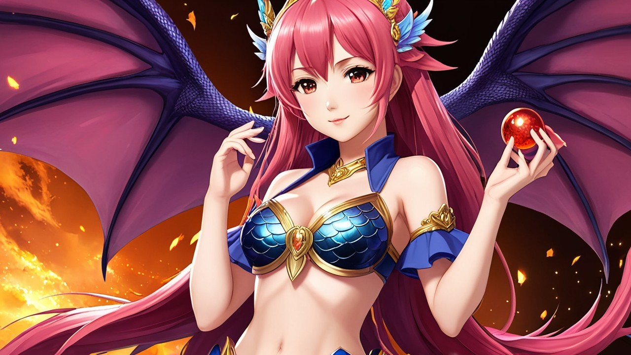 Character with Pink Hair and Purple Wings in Fantasy Setting