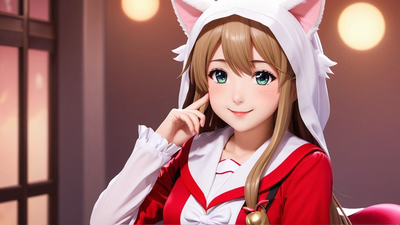 Character Description with Cat Ears and Cozy Background