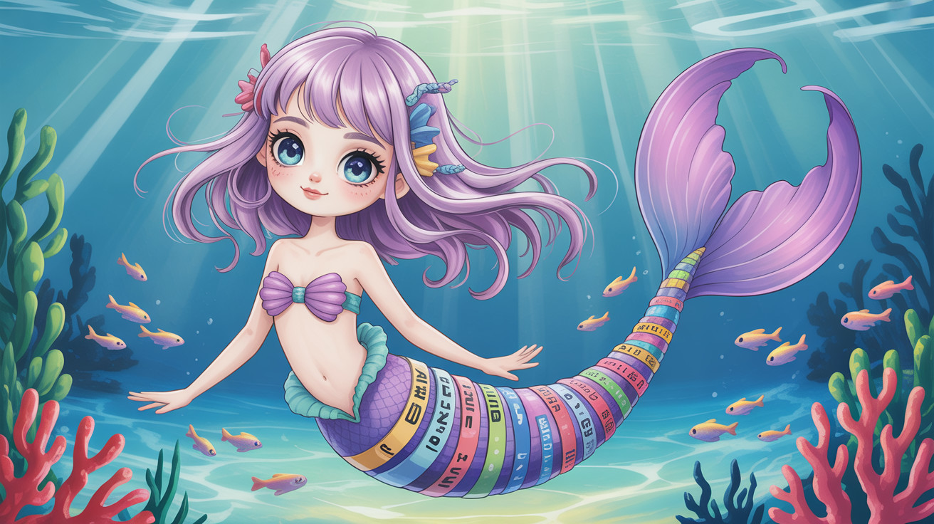 Anime-style mermaid illustration in an underwater scene