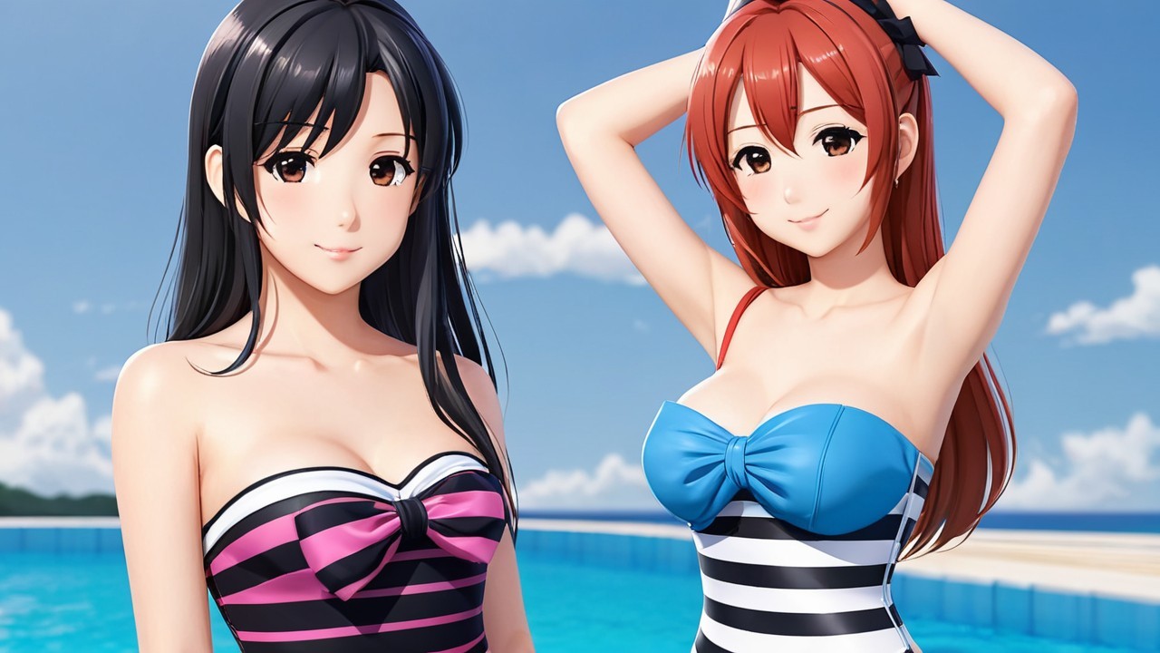 Animated Characters by Sparkling Pool on Sunny Day