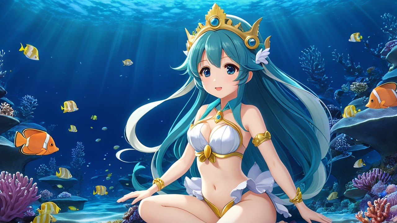 Vibrant Underwater Scene with Enchanting Character