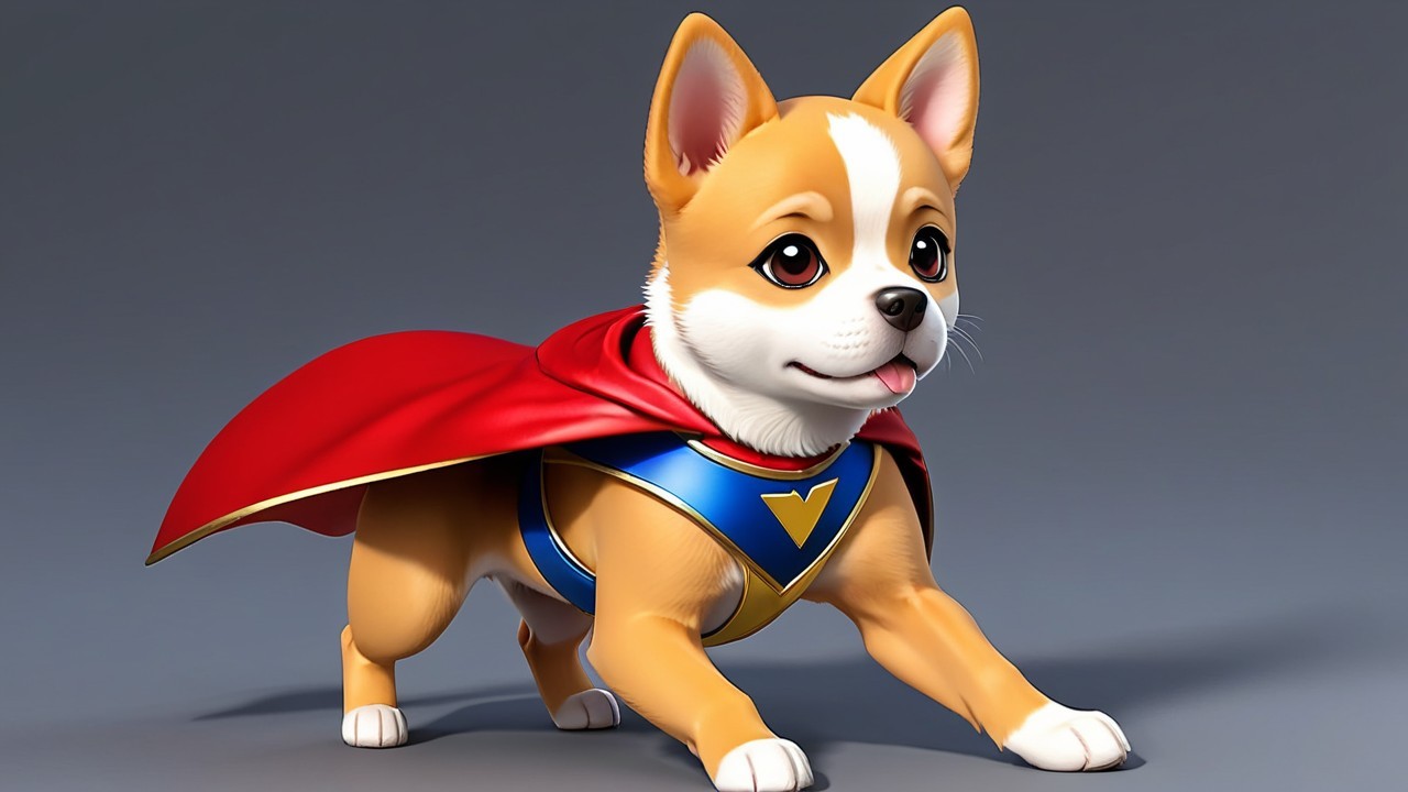 Playful Cartoon Corgi in Superhero Costume