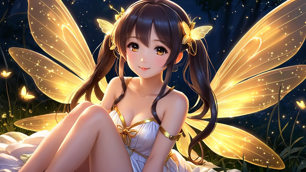 Whimsical Fairy in Enchanted Forest with Glowing Wings