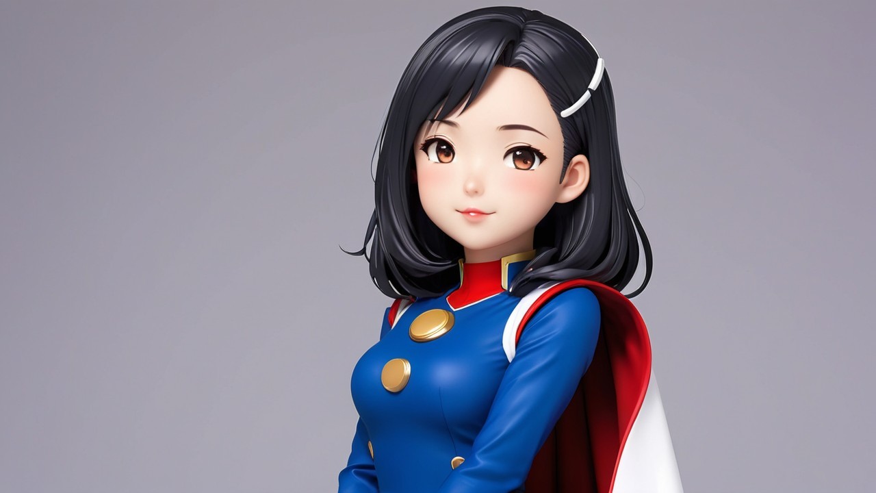 Stylized figurine of a confident young woman in costume