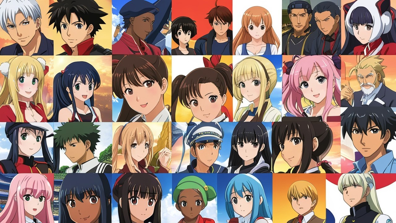 Vibrant Anime Character Collage with Diverse Styles