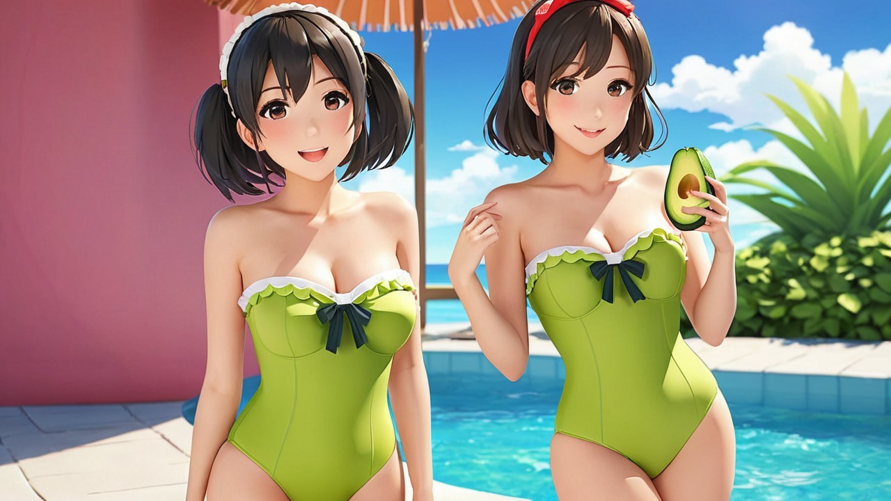 Animated Characters by a Blue Pool in Summer Vibe