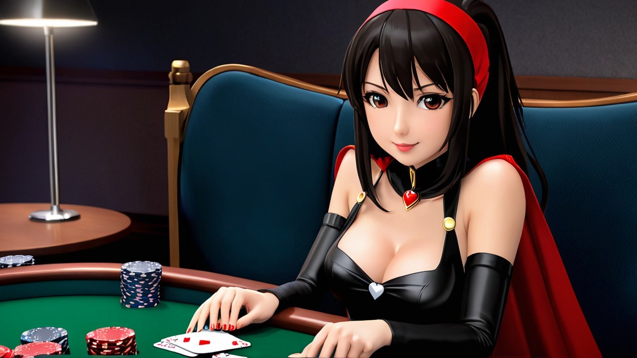 Anime Character at Poker Table in Stylish Outfit
