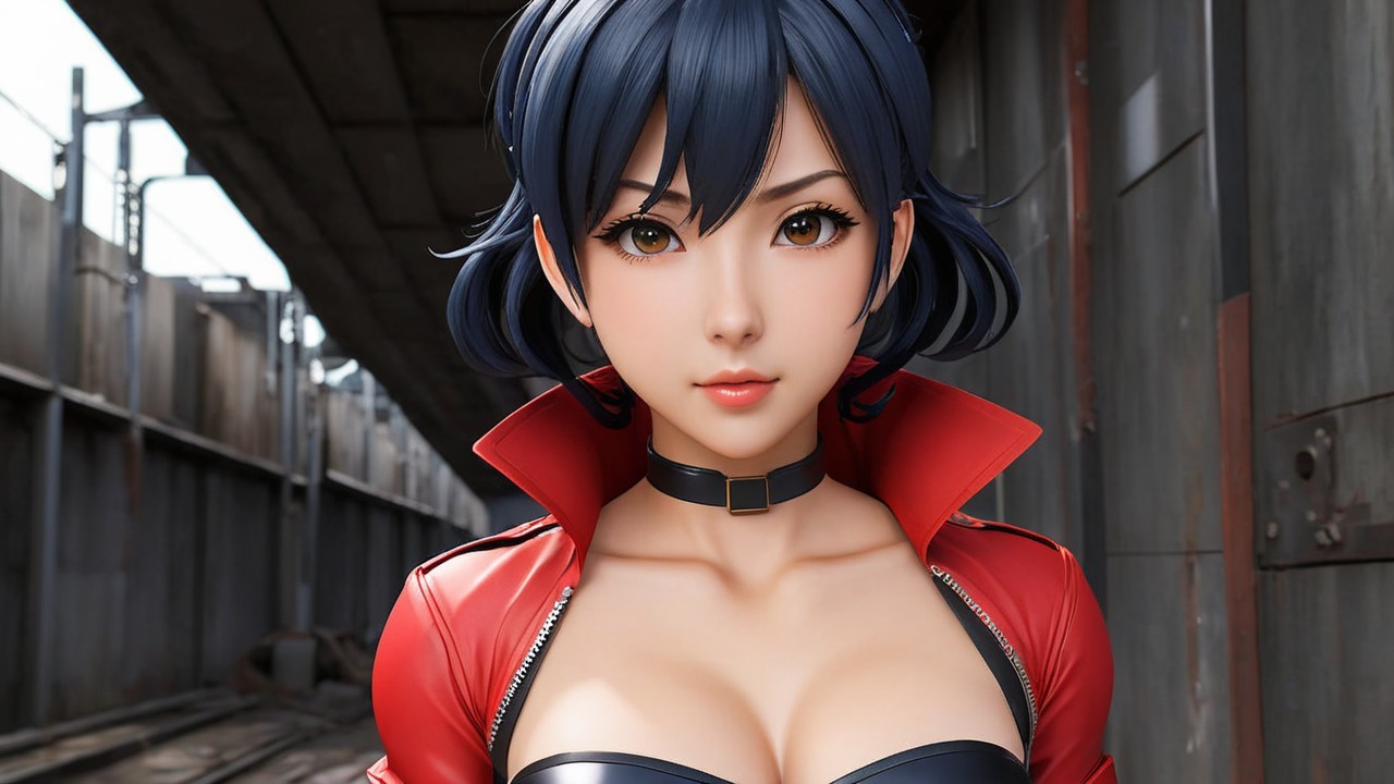 3D Character in Red Jacket in Industrial Setting