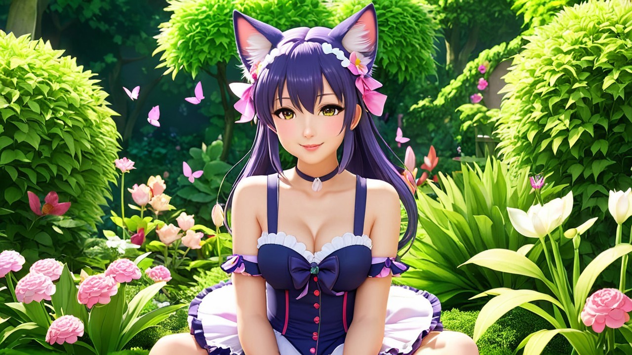 Fantasy Scene of a Young Woman in a Garden