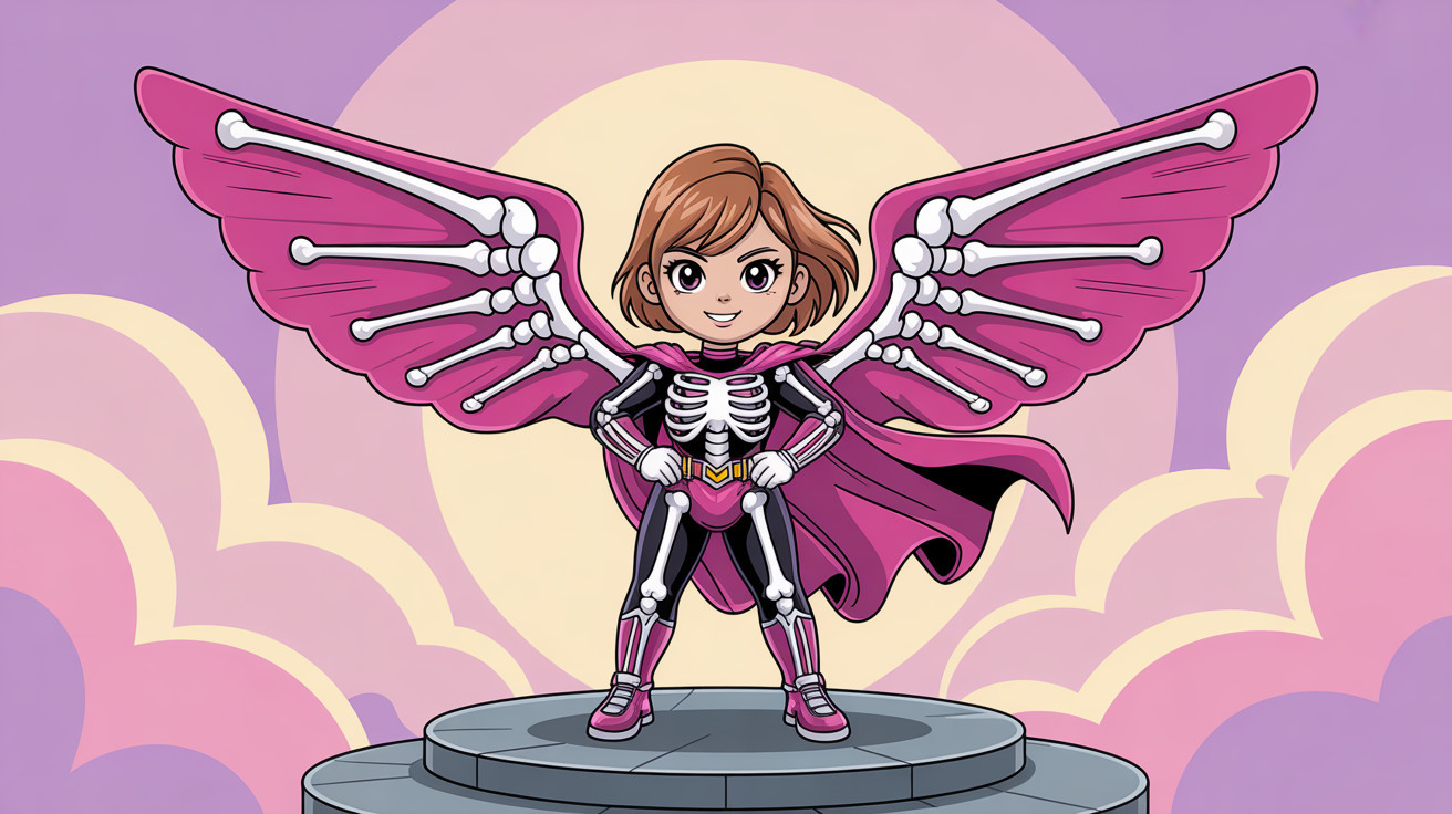Female superhero character in cartoon style illustration