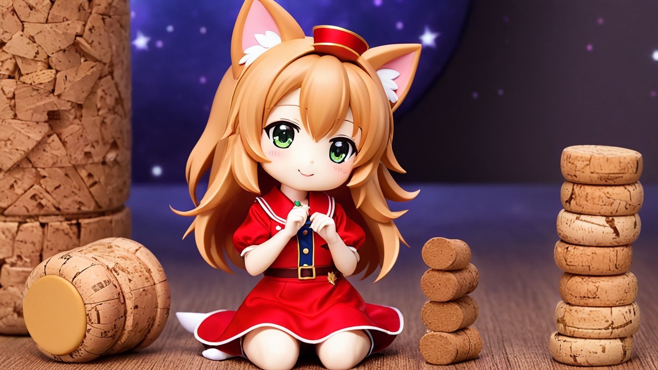 Cute anime character with fox ears and red dress