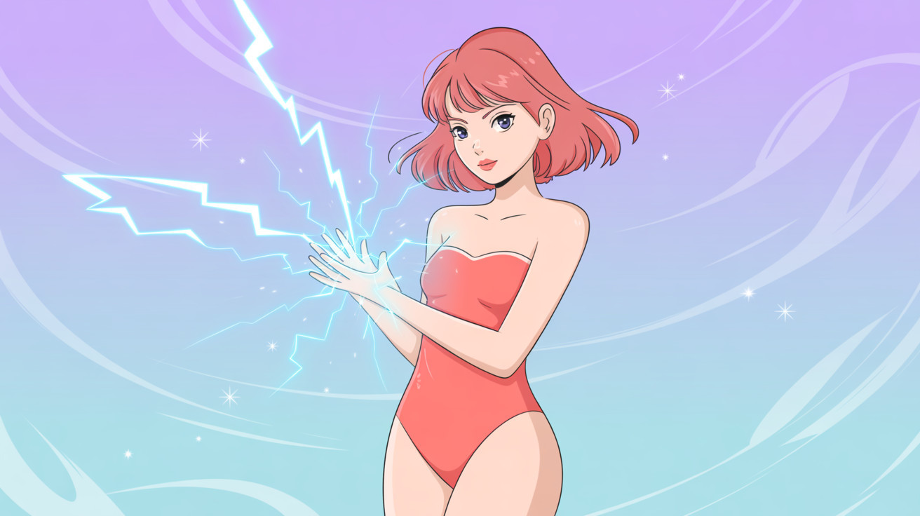 Anime Illustration of Tan-Skinned Female with Energy Ball